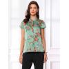 imageAllegra K Satin Work Blouses for Womens Floral Vintage Cap Sleeve Business Casual BlouseGray Green