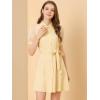 imageAllegra K Shirt Dress for Womens Sheer Sleeve Button Up Collared DressBeige