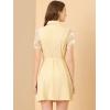 imageAllegra K Shirt Dress for Womens Sheer Sleeve Button Up Collared DressBeige