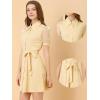 imageAllegra K Shirt Dress for Womens Sheer Sleeve Button Up Collared DressBeige