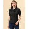 imageAllegra K Smocked Blouse for Womens Point Collar Puff Sleeve Vintage Peasant TopBlack
