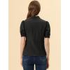 imageAllegra K Smocked Blouse for Womens Point Collar Puff Sleeve Vintage Peasant TopBlack