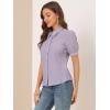 imageAllegra K Smocked Blouse for Womens Point Collar Puff Sleeve Vintage Peasant TopPurple
