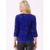 imageAllegra K Sparkle Sequin Velvet Tops for Womens Cut Out Half Sleeve Party Club Holiday BlouseDark Blue