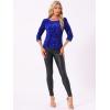 imageAllegra K Sparkle Sequin Velvet Tops for Womens Cut Out Half Sleeve Party Club Holiday BlouseDark Blue
