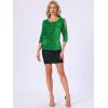 imageAllegra K Sparkle Sequin Velvet Tops for Womens Cut Out Half Sleeve Party Club Holiday BlouseGreen