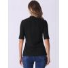 imageAllegra K Tops for Women Trendy Half Sleeve Mock Neck Casual Top 2025 Fall Slim Fit TShirtsBlack