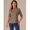 imageAllegra K Tops for Women Trendy Half Sleeve Mock Neck Casual Top 2025 Fall Slim Fit TShirtsCamel