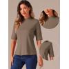 imageAllegra K Tops for Women Trendy Half Sleeve Mock Neck Casual Top 2025 Fall Slim Fit TShirtsCamel