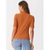imageAllegra K Tops for Women Trendy Half Sleeve Mock Neck Casual Top 2025 Fall Slim Fit TShirtsDark Orange