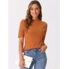 imageAllegra K Tops for Women Trendy Half Sleeve Mock Neck Casual Top 2025 Fall Slim Fit TShirtsDark Orange