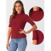 imageAllegra K Tops for Women Trendy Half Sleeve Mock Neck Casual Top 2025 Fall Slim Fit TShirtsDark Red