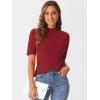 imageAllegra K Tops for Women Trendy Half Sleeve Mock Neck Casual Top 2025 Fall Slim Fit TShirtsDark Red