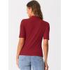 imageAllegra K Tops for Women Trendy Half Sleeve Mock Neck Casual Top 2025 Fall Slim Fit TShirtsDark Red