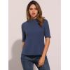 imageAllegra K Tops for Women Trendy Half Sleeve Mock Neck Casual Top 2025 Fall Slim Fit TShirtsGray Blue
