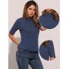 imageAllegra K Tops for Women Trendy Half Sleeve Mock Neck Casual Top 2025 Fall Slim Fit TShirtsGray Blue
