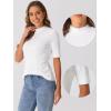 imageAllegra K Tops for Women Trendy Half Sleeve Mock Neck Casual Top 2025 Fall Slim Fit TShirtsWhite