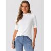 imageAllegra K Tops for Women Trendy Half Sleeve Mock Neck Casual Top 2025 Fall Slim Fit TShirtsWhite