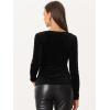 imageAllegra K Velvet Top for Womens Square Neck Long Sleeves Solid Casual TShirt BlouseBlack