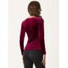 imageAllegra K Velvet Top for Womens Square Neck Long Sleeves Solid Casual TShirt BlouseBurgundy