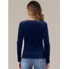 imageAllegra K Velvet Top for Womens Square Neck Long Sleeves Solid Casual TShirt BlouseDark Blue