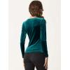 imageAllegra K Velvet Top for Womens Square Neck Long Sleeves Solid Casual TShirt BlouseGreen