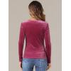 imageAllegra K Velvet Top for Womens Square Neck Long Sleeves Solid Casual TShirt BlouseHot Pink
