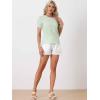 imageAllegra K Vintage Gingham Top for Womens Puff Short Sleeve Crew Neck Casual Check ShirtLight Green