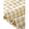 imageAllegra K Vintage Gingham Top for Womens Puff Short Sleeve Crew Neck Casual Check ShirtPale Yellow