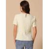 imageAllegra K Vintage Gingham Top for Womens Puff Short Sleeve Crew Neck Casual Check ShirtPale Yellow