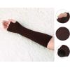imageAllegra K Womens Arm Warmers Winter Knitted Elbow Long Cosplay Costume Fingerless GlovesBrown