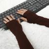 imageAllegra K Womens Arm Warmers Winter Knitted Elbow Long Cosplay Costume Fingerless GlovesBrown