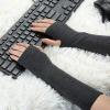 imageAllegra K Womens Arm Warmers Winter Knitted Elbow Long Cosplay Costume Fingerless GlovesDeep Gray