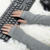 imageAllegra K Womens Arm Warmers Winter Knitted Elbow Long Cosplay Costume Fingerless GlovesLight Gray