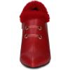 imageAllegra K Womens Block Heels Pointed Toe Faux Fur Red Ankle Booties 7 M US