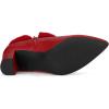 imageAllegra K Womens Block Heels Pointed Toe Faux Fur Red Ankle Booties 7 M US