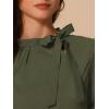 imageAllegra K Womens Bow Tie Neck Tops Elegant Office Short Sleeve BlouseArmy Green