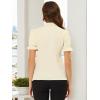 imageAllegra K Womens Bow Tie Neck Tops Elegant Office Short Sleeve BlouseBeige