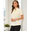 imageAllegra K Womens Bow Tie Neck Tops Elegant Office Short Sleeve BlouseBeige