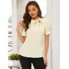 imageAllegra K Womens Bow Tie Neck Tops Elegant Office Short Sleeve BlouseBeige