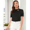 imageAllegra K Womens Bow Tie Neck Tops Elegant Office Short Sleeve BlouseBlack