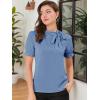 imageAllegra K Womens Bow Tie Neck Tops Elegant Office Short Sleeve BlouseBlue