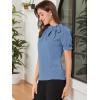 imageAllegra K Womens Bow Tie Neck Tops Elegant Office Short Sleeve BlouseBlue