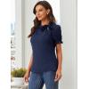 imageAllegra K Womens Bow Tie Neck Tops Elegant Office Short Sleeve BlouseDark Blue