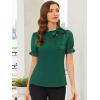 imageAllegra K Womens Bow Tie Neck Tops Elegant Office Short Sleeve BlouseDeep Green