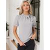 imageAllegra K Womens Bow Tie Neck Tops Elegant Office Short Sleeve BlouseGray