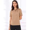 imageAllegra K Womens Bow Tie Neck Tops Elegant Office Short Sleeve BlouseKhaki