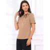 imageAllegra K Womens Bow Tie Neck Tops Elegant Office Short Sleeve BlouseKhaki