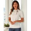 imageAllegra K Womens Bow Tie Neck Tops Elegant Office Short Sleeve BlouseLight Beige