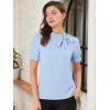 imageAllegra K Womens Bow Tie Neck Tops Elegant Office Short Sleeve BlouseLight Blue